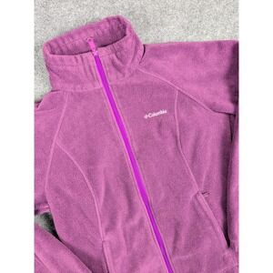 Columbia Fleece‎ Jacket Size M Full Zip Mock Neck Purple Womens Outdoor Active